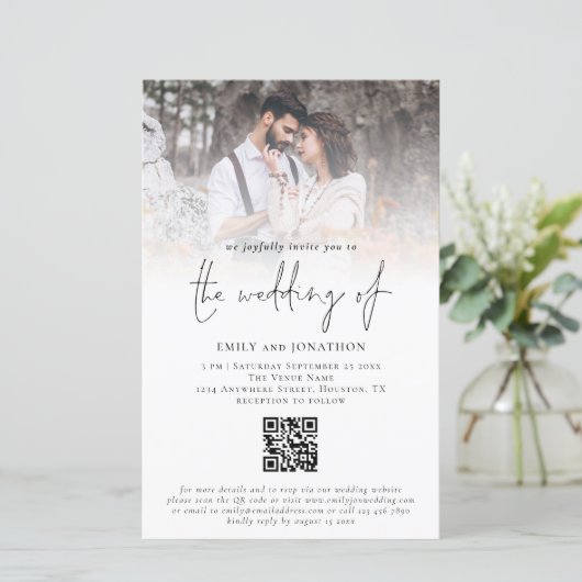 予算フォトスクリプトQRコード結婚式招待状 (スタンド正面)