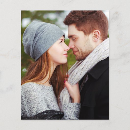 予算フォトティール（緑がかった色）スクリプト結婚式招待状 (裏面)