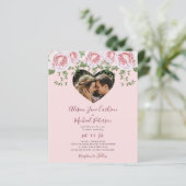 予算フォトハートピンクフローラ結婚式招待状 (スタンド正面)