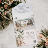 予算フォトパンパスユーカリ結婚のQRコード オールインワン招待状