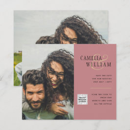 予算フォト救結婚式招待状日QRコード