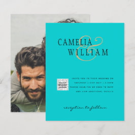 予算フォト救結婚式招待状日QRコード