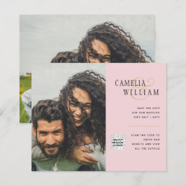 予算フォト救結婚式招待状日QRコード