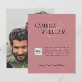 予算フォト救結婚式招待状日QRコード