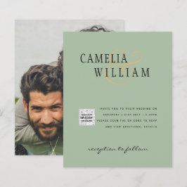 予算フォト救結婚式招待状日QRコード