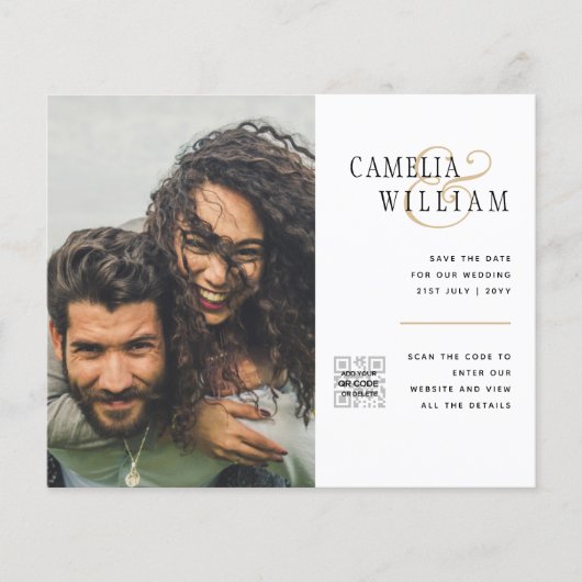 予算フォト救結婚式招待状日QRコード チラシ (正面)
