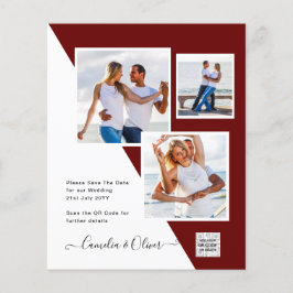 予算フォト救結婚式招待状日QRコード チラシ