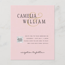 予算フォト救結婚式招待状日QRコード チラシ