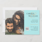 予算フォト救結婚式招待状日QRコード 招待状 (正面)