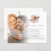 予算フォト秋花模様夕べ結婚式の招待 (正面/裏面)