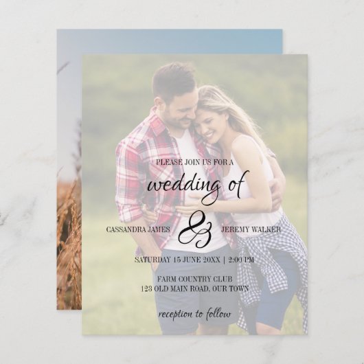 予算フォト結婚式招待状 (正面/裏面)