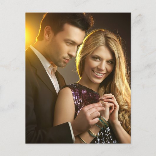 予算フォト金ゴールドスクリプト結婚式招待状 (裏面)