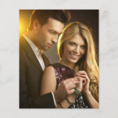 予算フォト金ゴールドスクリプト結婚式招待状 チラシ (裏面)