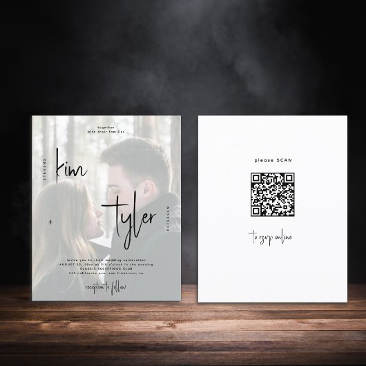 予算フォトQRコードすべて1つの結婚式招待状