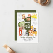 予算フォレスト動物ワンワイルドイヤー子供の誕生日 ノートカード (正面/裏面インサイチュ)