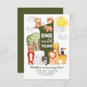 予算フォレスト動物ワンワイルドイヤー子供の誕生日 ノートカード (正面/裏面)