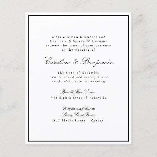 予算フォーマルスクリプ縁ど結婚式招待状 (正面)