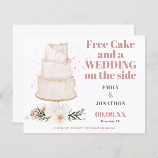 予算フリー結婚ケーキの横に日付を保存 (正面/裏面)