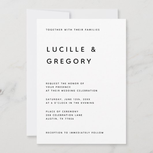 予算フレンドリーモダン結婚式招待状 招待状 (正面)