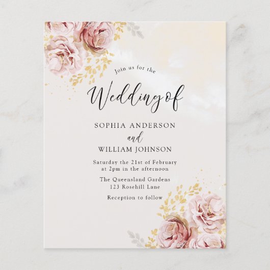 予算フレンドリー赤面フローラ結婚式招待状 (正面)