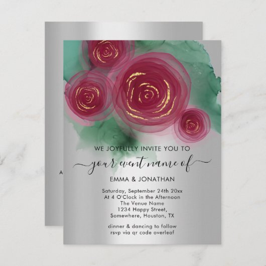 予算フローラとのスタイルの花QRコードバラ (正面/裏面)