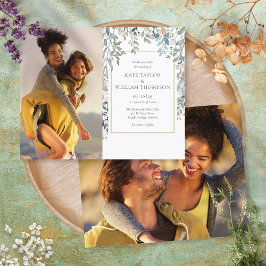 予算フローラの葉の写真結婚式招待状