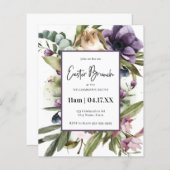 予算フローラウォーターカラーラビットイースター招待状 (正面/裏面)