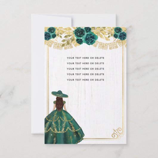 予算フローラエメラルドグリーンチャラキンセアニェラ ノートカード (裏面)