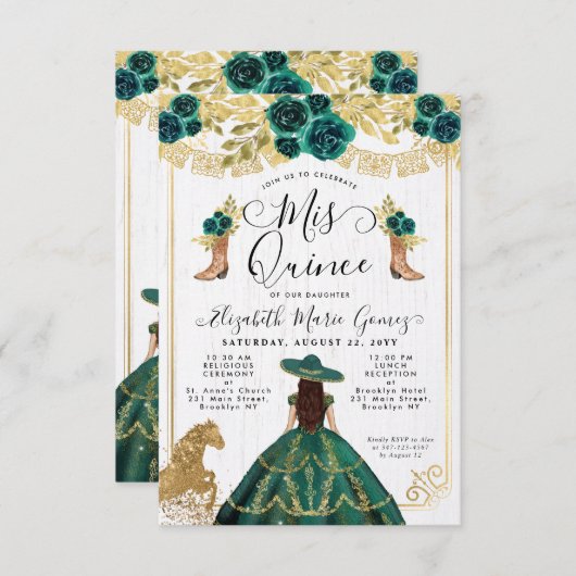 予算フローラエメラルドグリーンチャラキンセアニェラ ノートカード (正面/裏面)