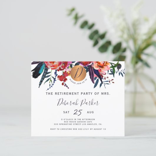 予算フローラエレガント退職パーティの招待状 (スタンド正面)