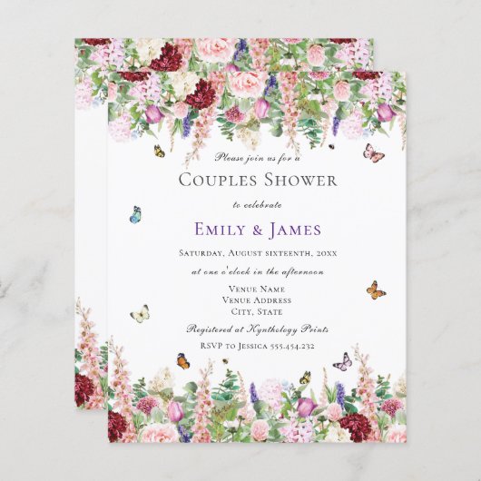 予算フローラカップルシャワー招待状 (正面/裏面)