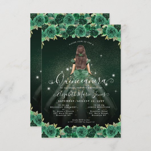 予算フローラグリーンプリンセス誕生日キンセアニェラ ノートカード (正面/裏面)