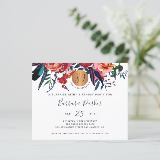 予算フローラシック80th誕生日パーティーの招待 (スタンド正面)