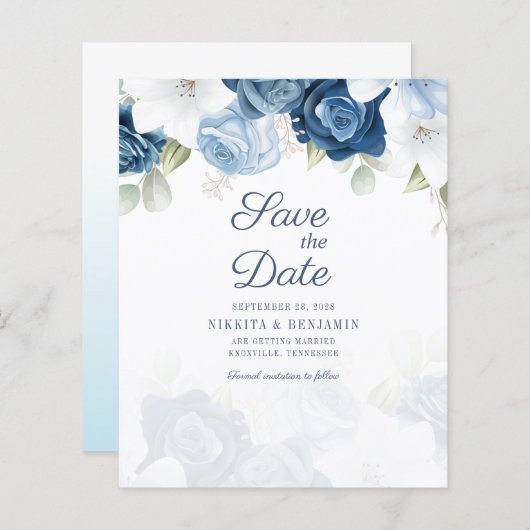 予算フローラスクリプトウェディング日付の保存 (正面/裏面)