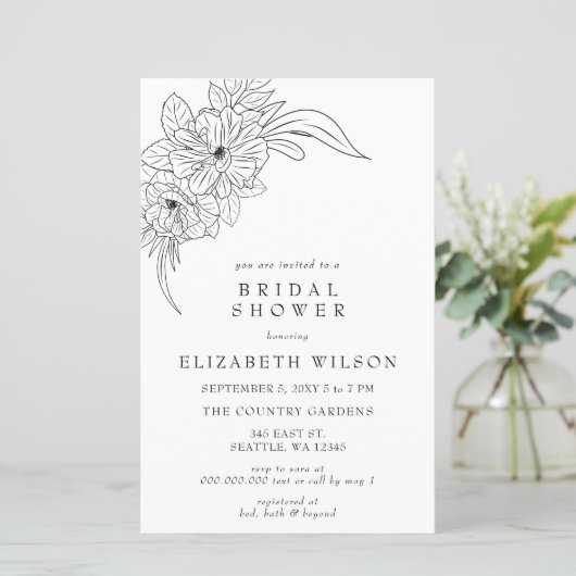 予算フローラスケッチブライダルシャワー招待状 (スタンド正面)
