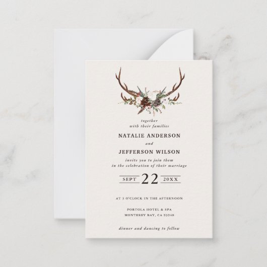 予算フローラスタグバーガンディ結婚式の日付保存 ノートカード (正面)