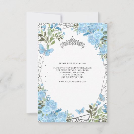 予算フローラダスティブルーシルバーティアラキンセアニラ ノートカード (裏面)