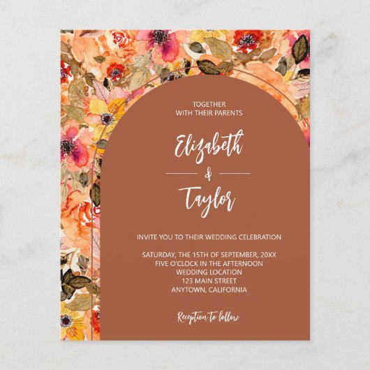 予算フローラテラコッタオールインワンウェディング招待 (正面)