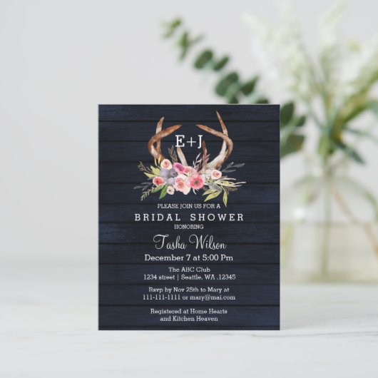 予算フローラネイビアントラーブライダルシャワー招待 (スタンド正面)