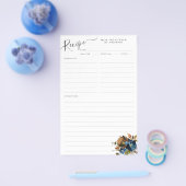 予算フローラネイビーブルーテラコッタレシピシート チラシ (シングル)