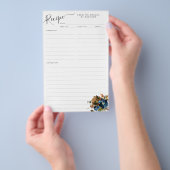 予算フローラネイビーブルーテラコッタレシピシート チラシ (ハンドル)