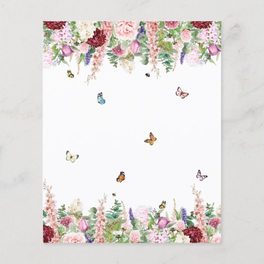 予算フローラバタフライブライダルシャワー招待 (裏面)