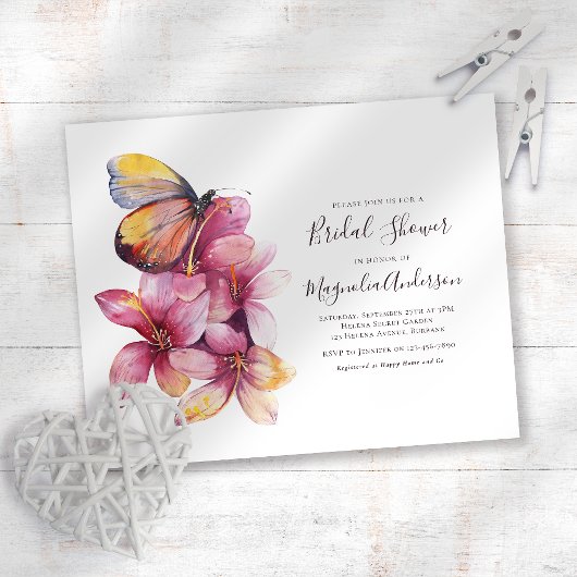 予算フローラバタフライブライダルシャワー招待