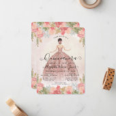 予算フローラバラ金ゴールドピンクプリンセスキンセアニェラ ノートカード (正面/裏面インサイチュ)