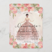 予算フローラバラ金ゴールドピンクプリンセスキンセアニェラ ノートカード (正面/裏面)