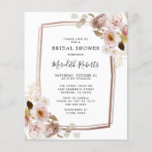 予算フローラバラ金ゴールドフレームブライダルシャワー招待状 (正面)