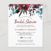 予算フローラバーガンディブライダルシャワー招待状 (正面)