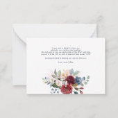 予算フローラバーグンディ結婚グリーンリーありがとう ノートカード (裏面)