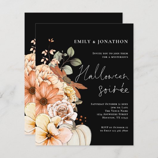 予算フローラパンプキンスクリプトハローウィンパーティブラック (正面/裏面)