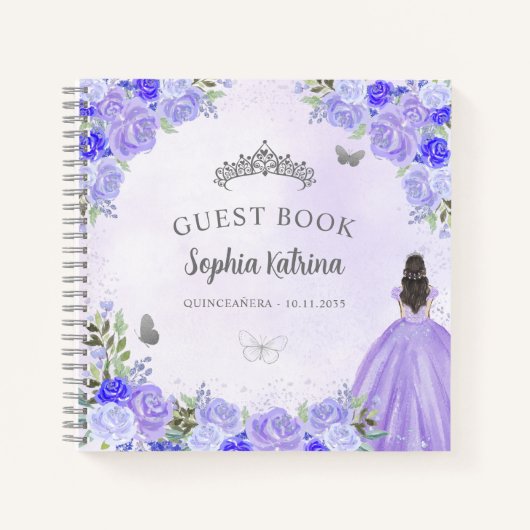 予算フローラパープルシルバーキンセアニェラゲストブック ノートブック (正面)